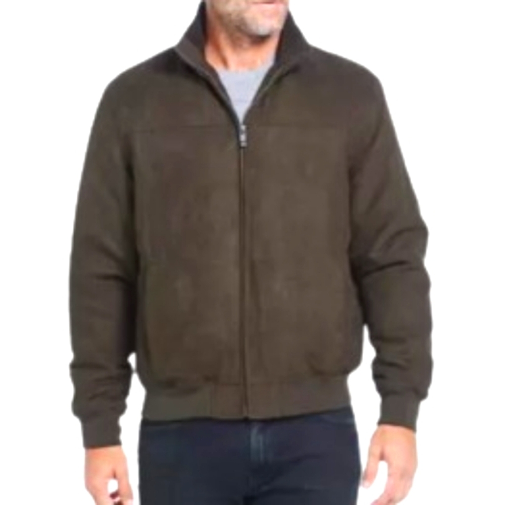 Weatherproof Men's Microsuede Brown Heavy Bomber Jacket Sz Lg